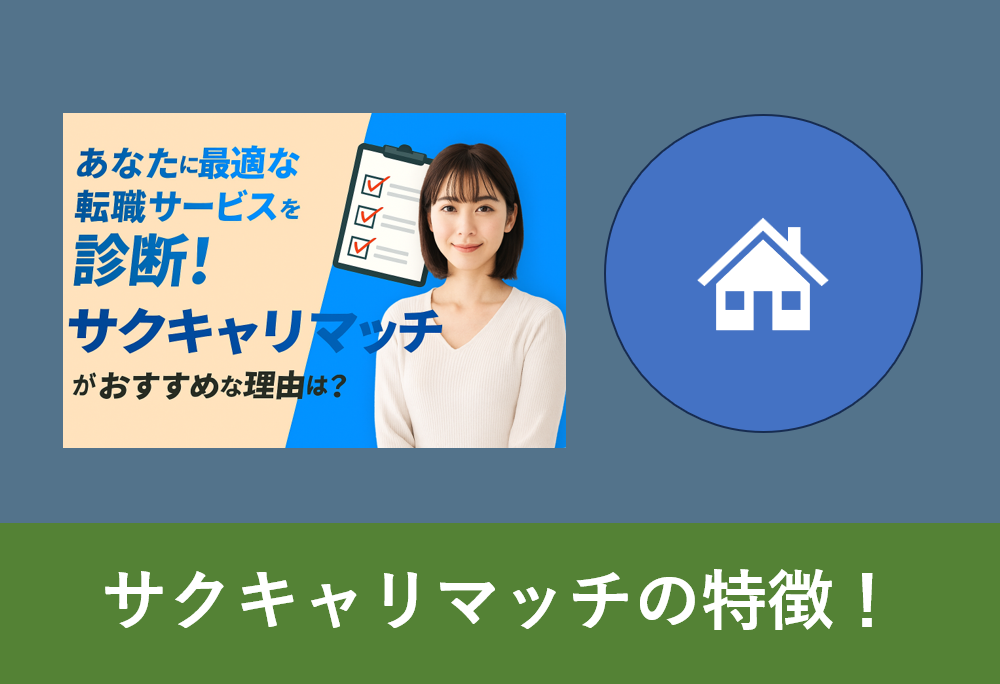 サクキャリマッチの診断を紹介する女性とチェックリストのイラスト