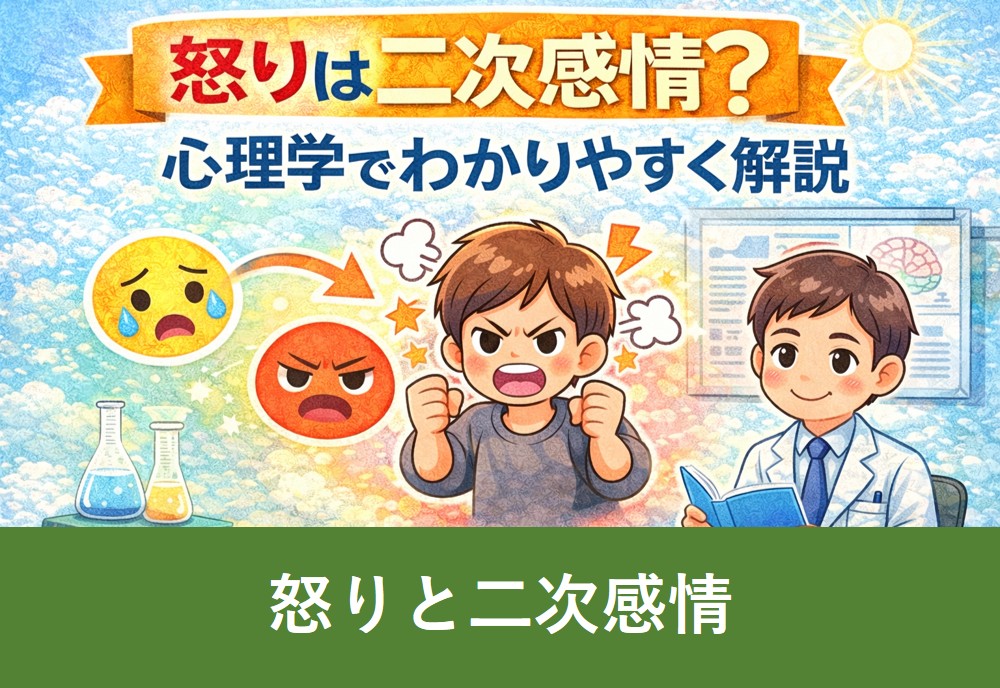 怒りが二次感情として現れる仕組みを心理学の視点で解説するイメージ図
