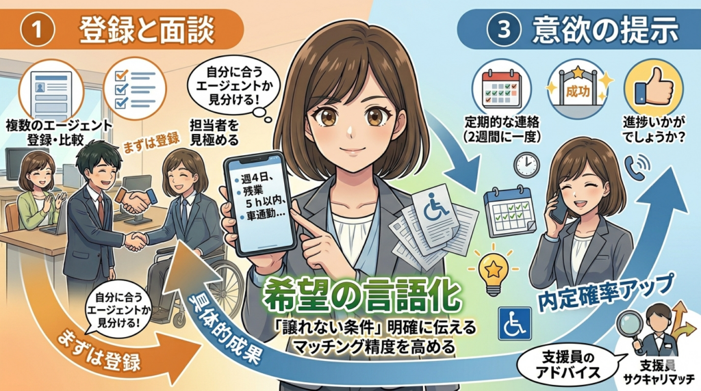 転職エージェントを失敗させないための、ロジカルなアニメ風図解活用3ステップ。