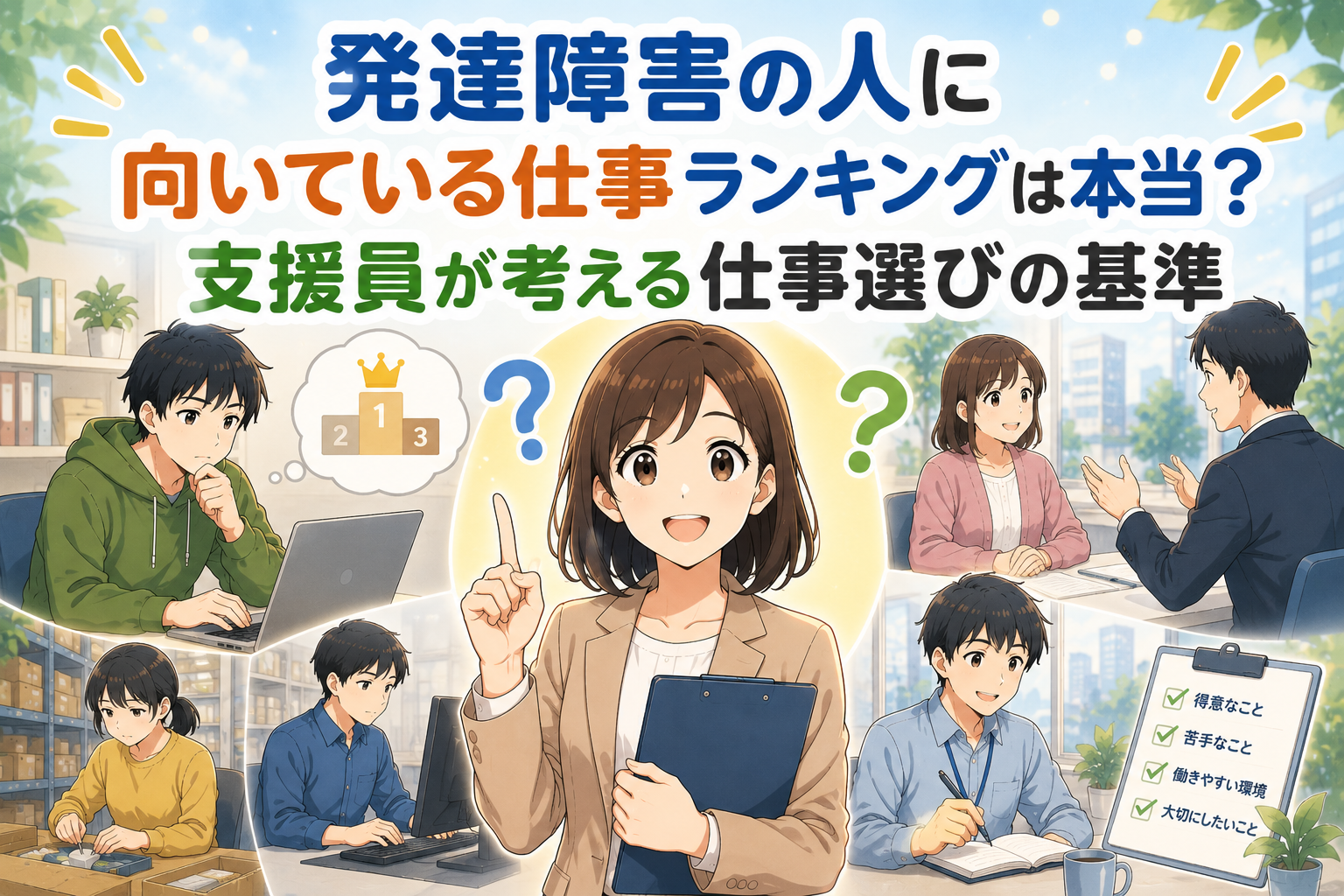 発達障害の人に向いている仕事ランキングの考え方と、自分に合う仕事選びの基準を解説するアイキャッチ画像