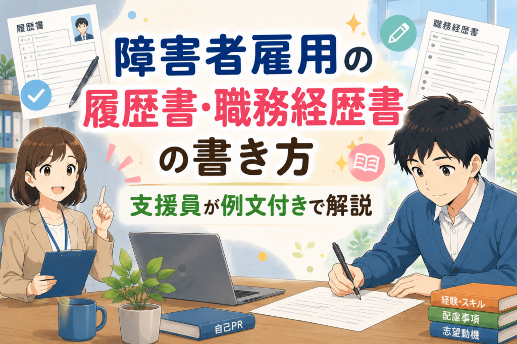 障害者雇用の履歴書・職務経歴書の書き方｜支援員が例文付きで解説のアイキャッチ画像