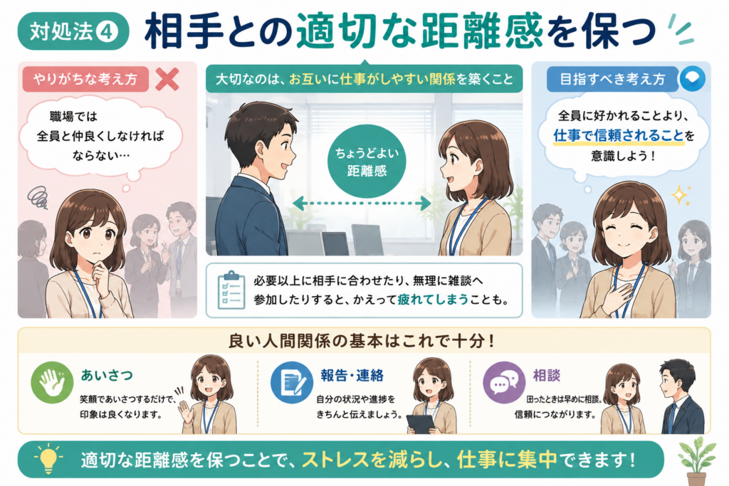 障害者雇用で職場の人と適切な距離感を保つコツを分かりやすくまとめた図解