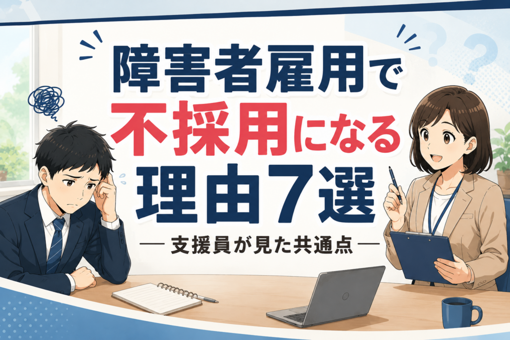 障害者雇用で不採用になる理由を支援員の視点で解説するアイキャッチ画像