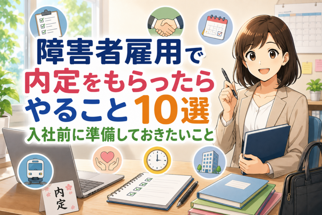 障害者雇用で内定後に入社前の準備を進めるポイントを紹介するアイキャッチ画像