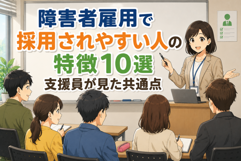 障害者雇用で採用されやすい人の特徴を授業風に解説するアイキャッチ画像