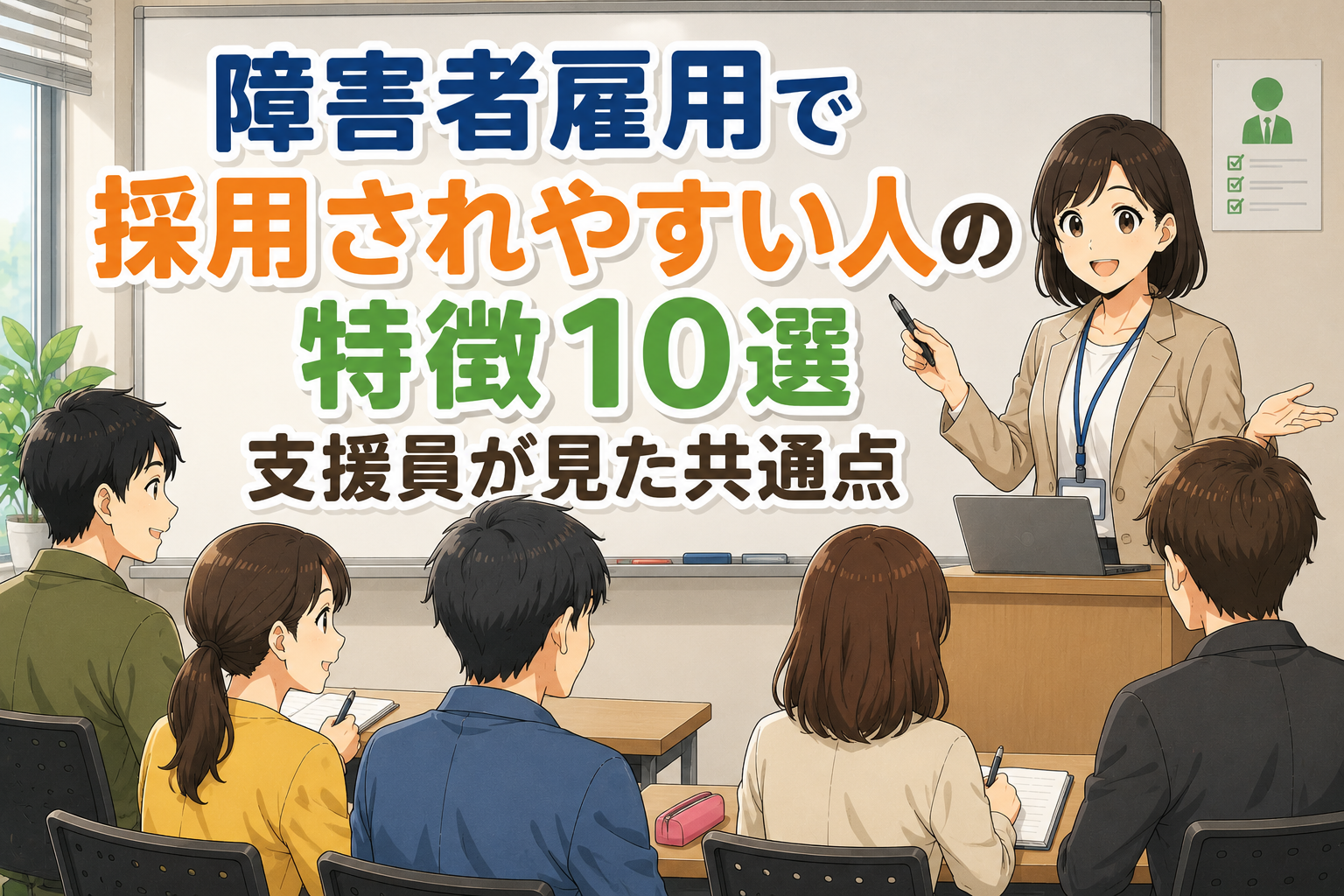 障害者雇用で採用されやすい人の特徴を授業風に解説するアイキャッチ画像