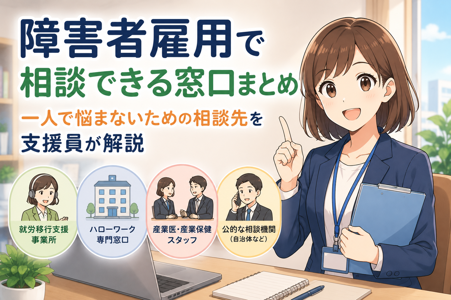 障害者雇用で相談できる窓口や相談先を支援員が解説するアイキャッチ画像