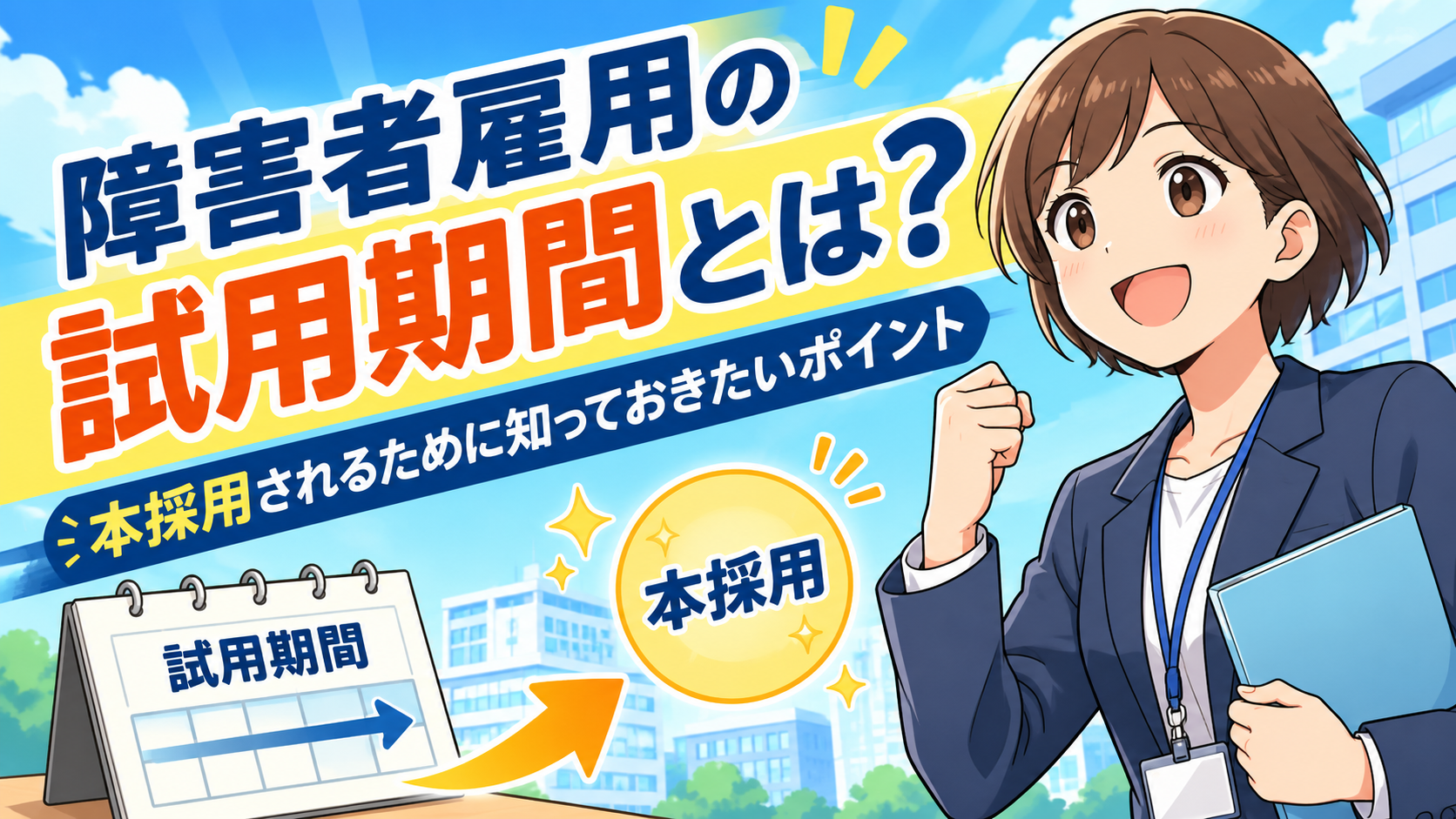 障害者雇用の試用期間の仕組みと本採用のポイントを解説するアイキャッチ画像