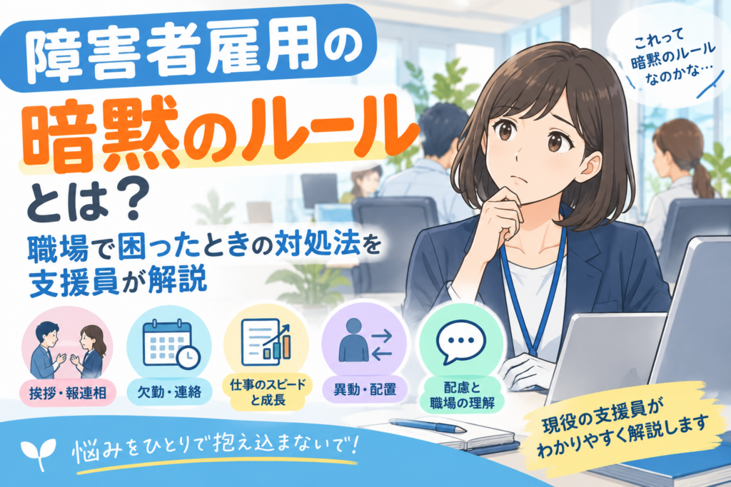 障害者雇用の暗黙のルールとは？職場で困ったときの対処法を支援員が解説のアイキャッチ画像